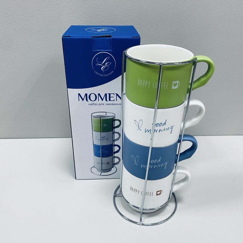 Набір чашок порцелянових Limited Edititon Moment B248-T2330 на металевій підставці 345 мл 4 шт. (2470473421) - фото 2 Набір чашок порцелянових Limited Edititon Moment B248-T2330 на металевій підставці 345 мл 4 шт. (2470473421) - фото 2
