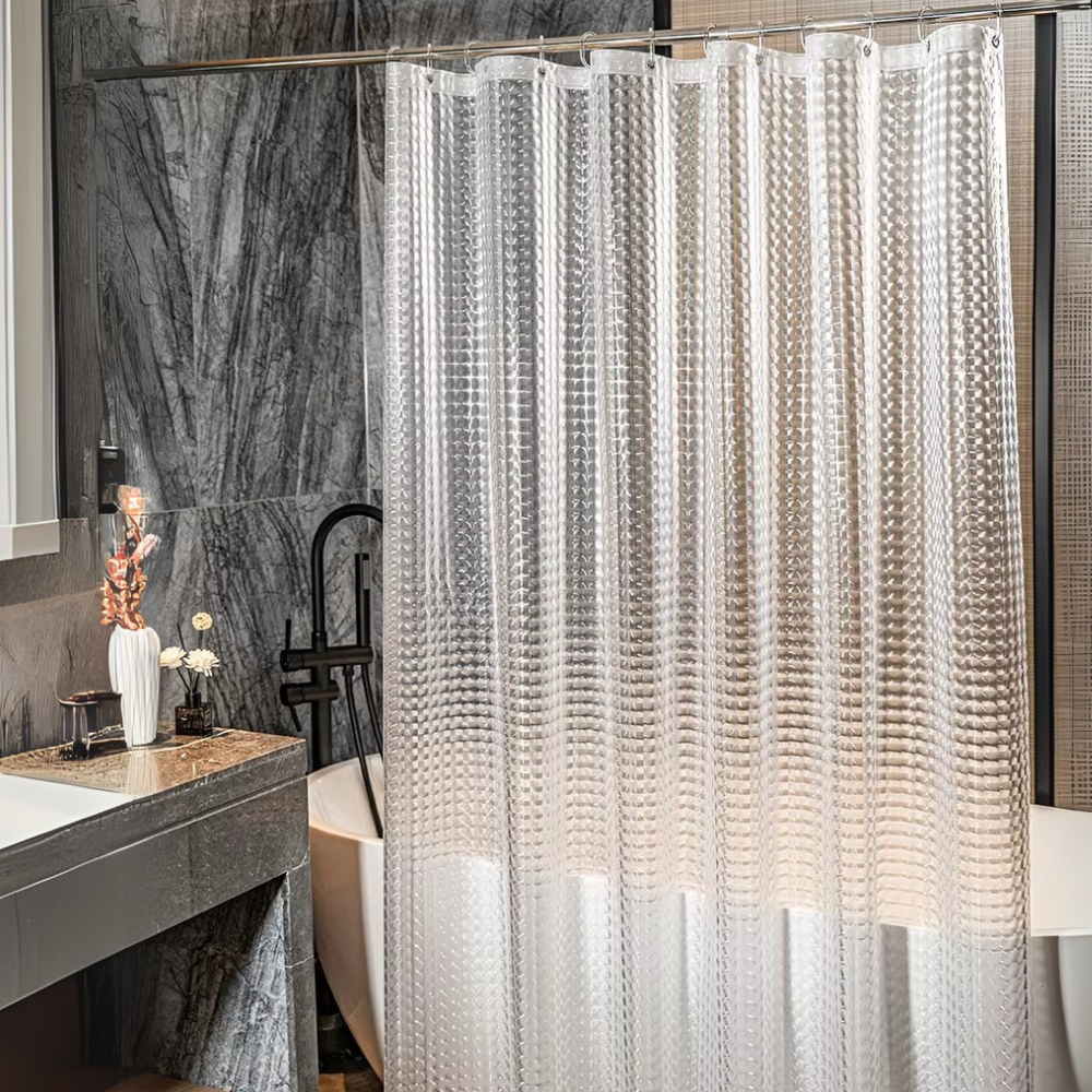 Шторка для ванной и душа водоотталкивающая PEVA материал с 2D эффектом 180x200 см Прозрачно-белый