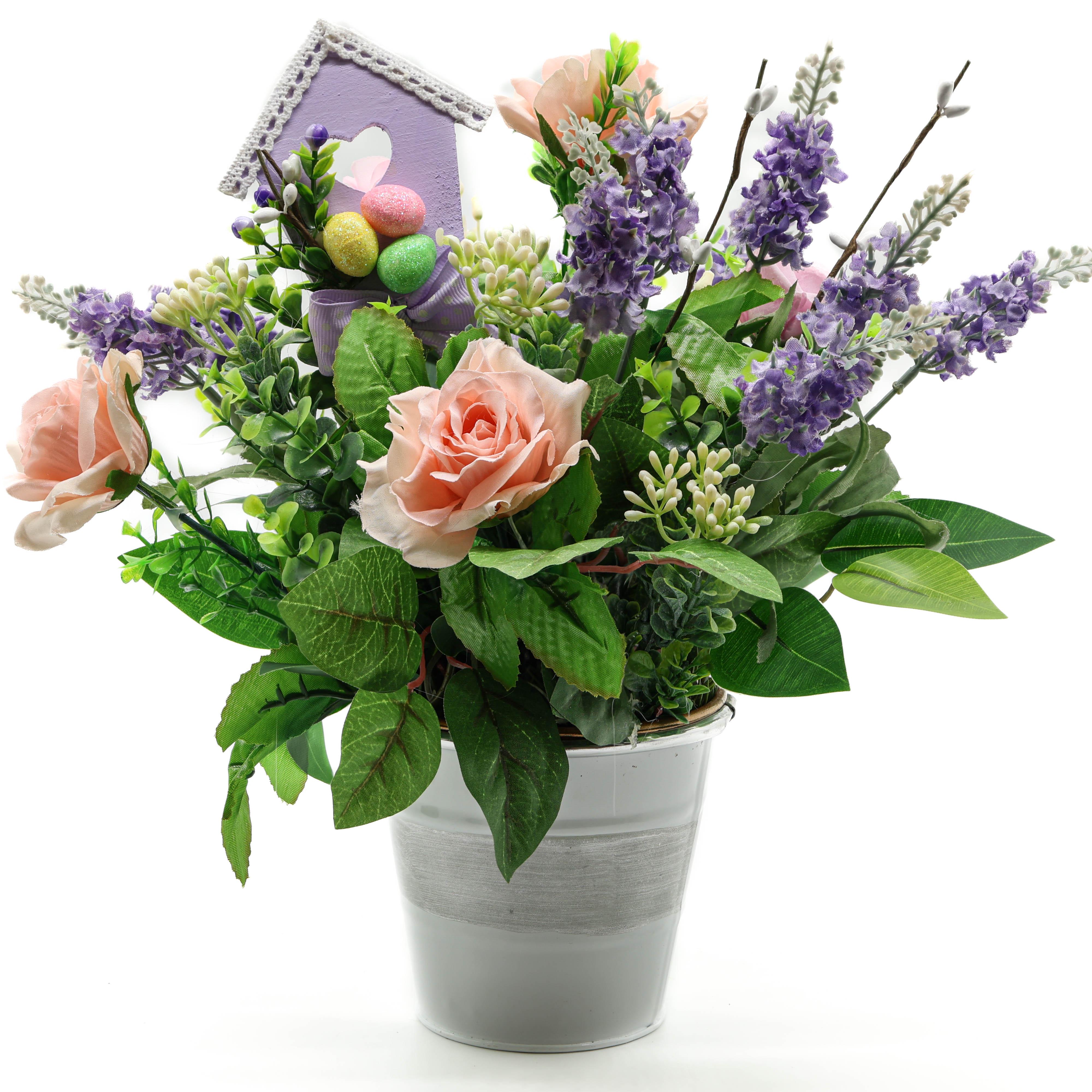 Пасхальная композиция GALA DECOR с цветами зеленью и домиком в кашпо (КД2030) - фото 2 Пасхальная композиция GALA DECOR с цветами зеленью и домиком в кашпо (КД2030) - фото 2
