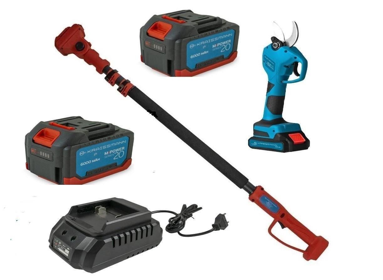 Секатор аккумуляторный KRAISSMANN 31 AGS-BL 20/2 бесщеточный с телескопической штангой VS'2500 1,6-2,5 м 2 аккумуляторы 6 Ач (22516959)