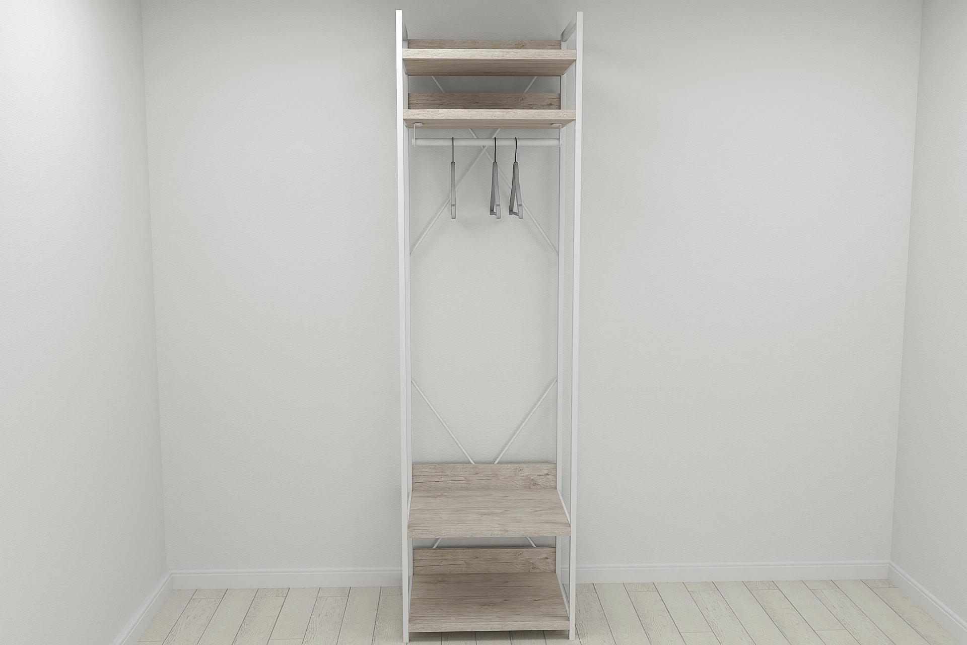 Шкаф гардероб уни секция 2 серии Конект Ferrum-decor 220x60x50 см металл Белый/ДСП Дуб Шервуд (SHG079)