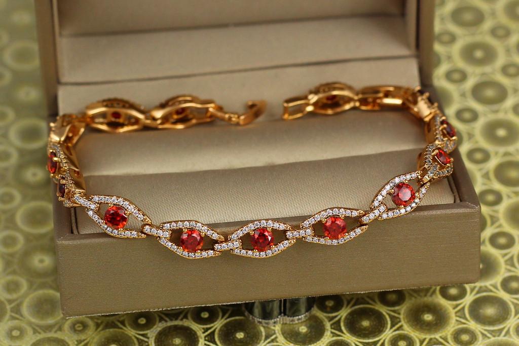Браслет Xuping Jewelry Восторг с камнями 19 см х 6 мм Золотистый (1995775334)
