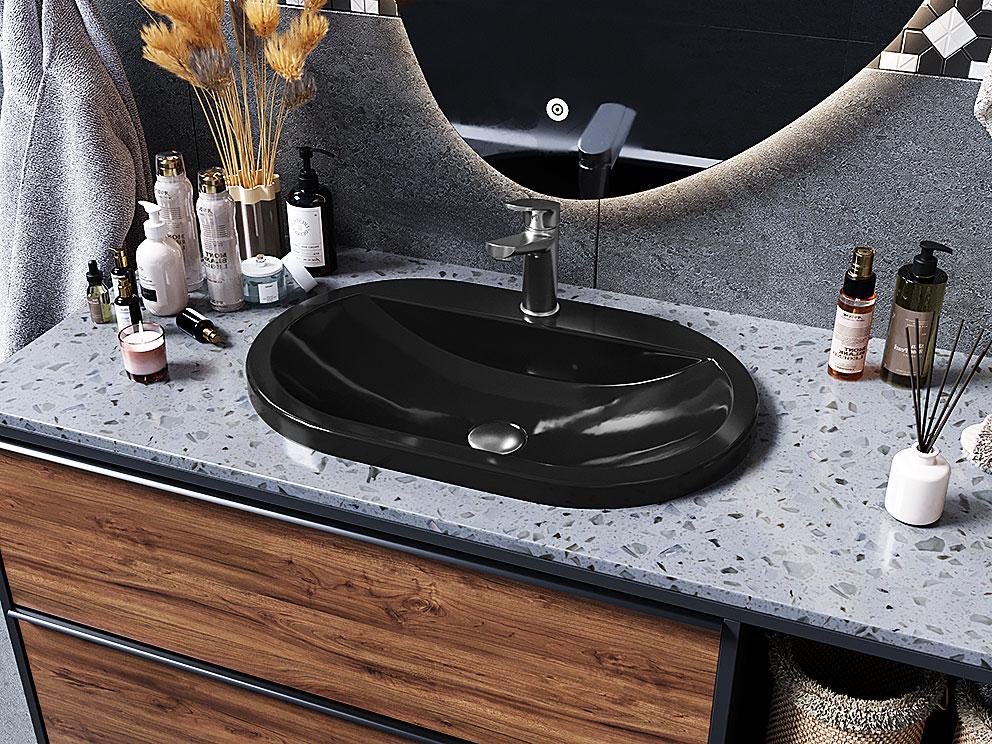 Умивальник накладний Luxor Europa Low Black (706) - фото 1