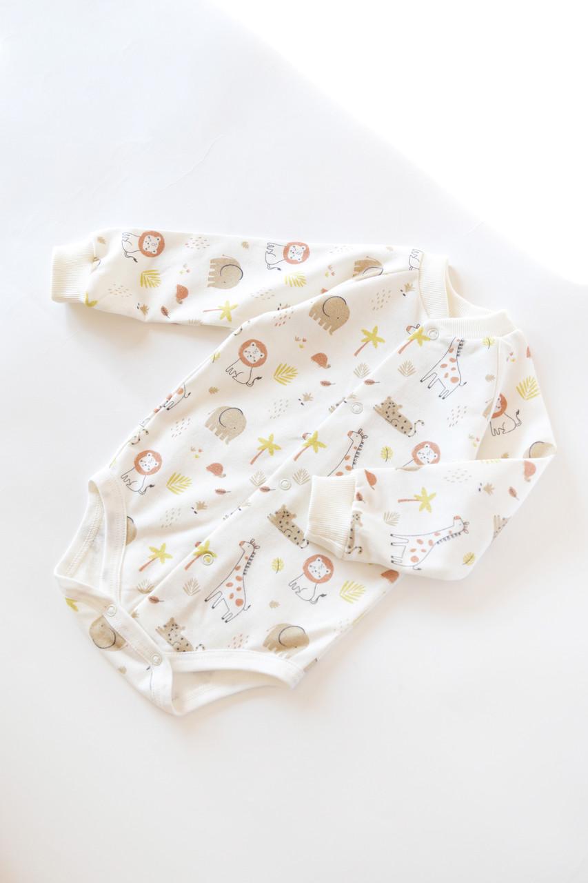 Боді для новонароджених Сафарі з начосом з довгим рукавом на кнопках 56 см (2743694913) - фото 2