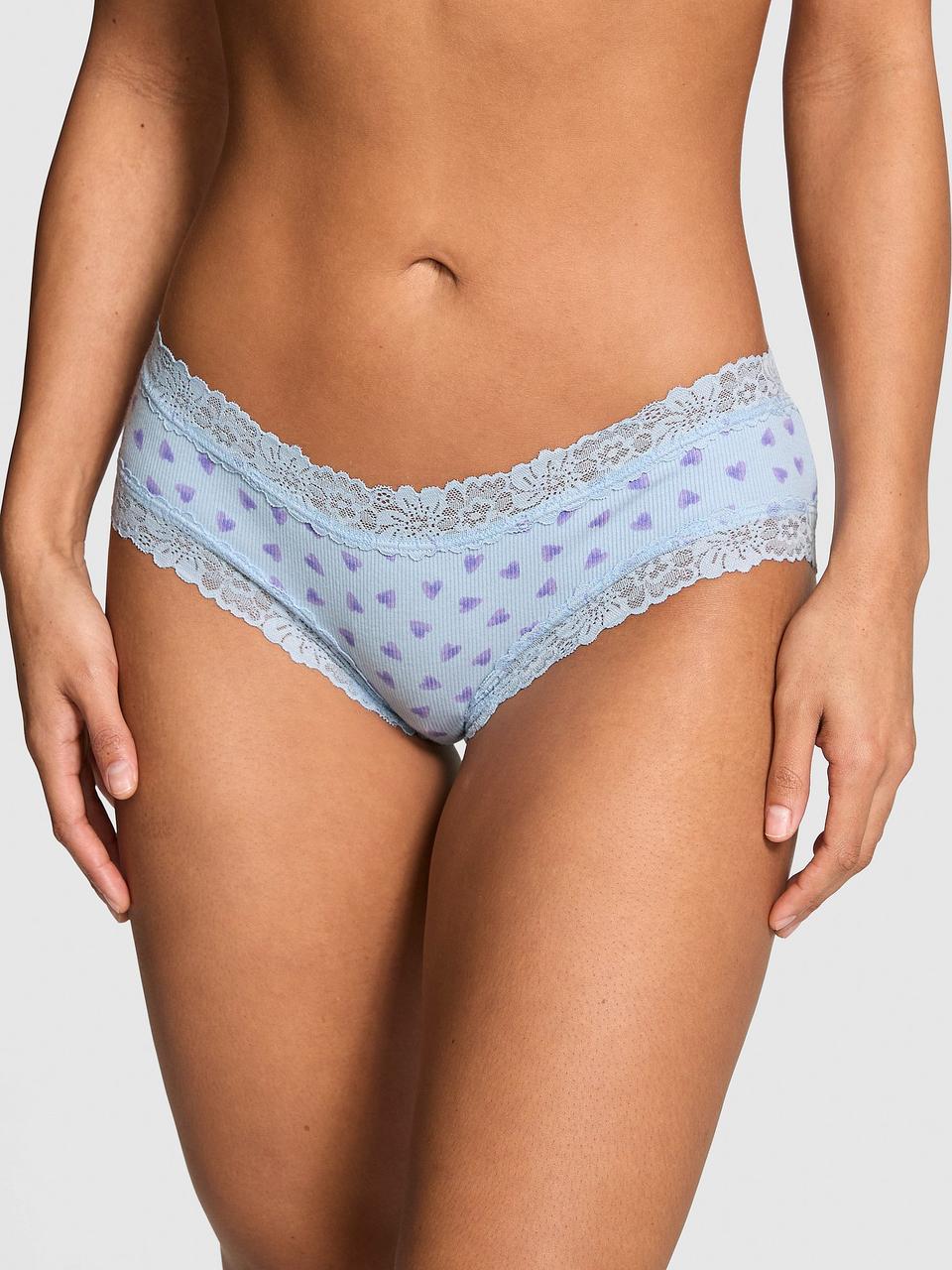 Трусики женские Victoria's Secret PINK Wink Lace-Trim Cheeky L Голубой (297996785515)
