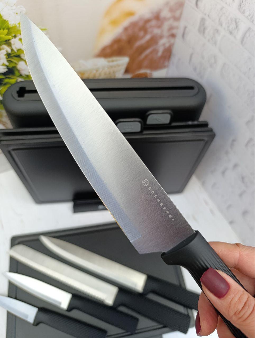 Набір обробних дощок та кухонних ножів Edenberg EB-3620 10 предметів Чорний (EB-3620) - фото 3 Набір обробних дощок та кухонних ножів Edenberg EB-3620 10 предметів Чорний (EB-3620) - фото 3