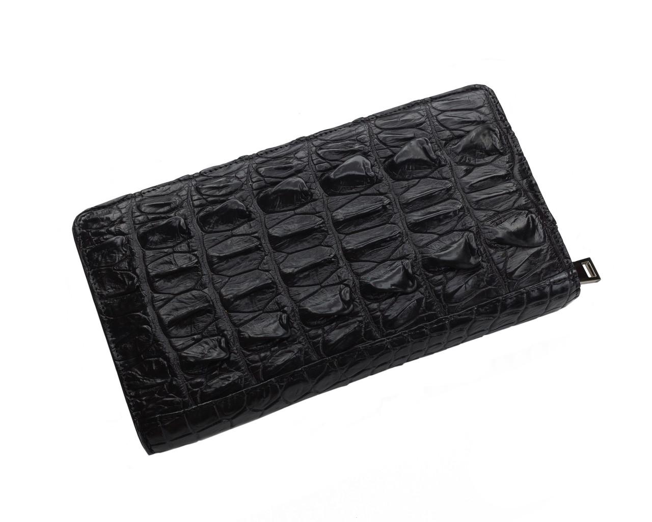 Кошелек Ekzotic Leather из кожи крокодила на молнии Черный (cw 83)