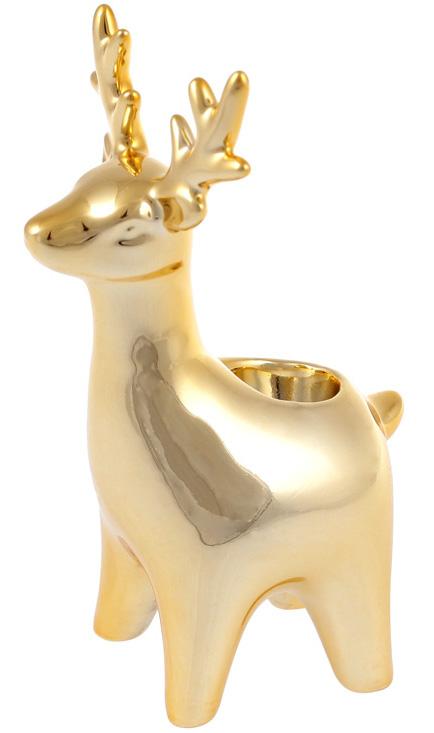 Набор фигурок-подсвечников Золотистый Олень 12,5 см керамика 2 шт. (BD-727-198)