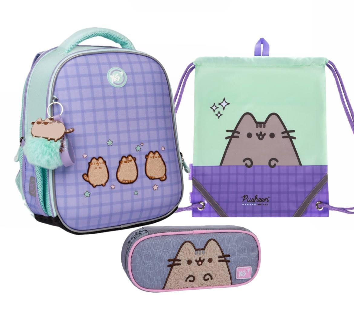 Набір YES котик Pusheen the Cat H-100 рюкзак шкільний ортопедичний/пенал/сумка (559850К)