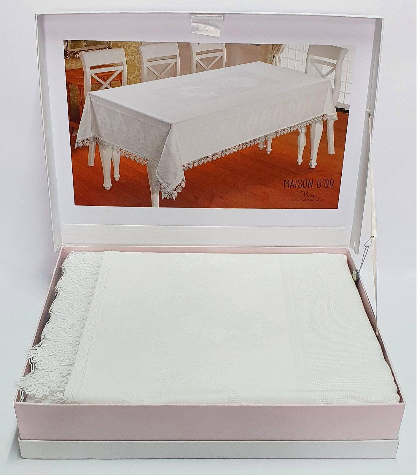 Скатерть Maison D'or 160x320 Natalee White (CN9137)