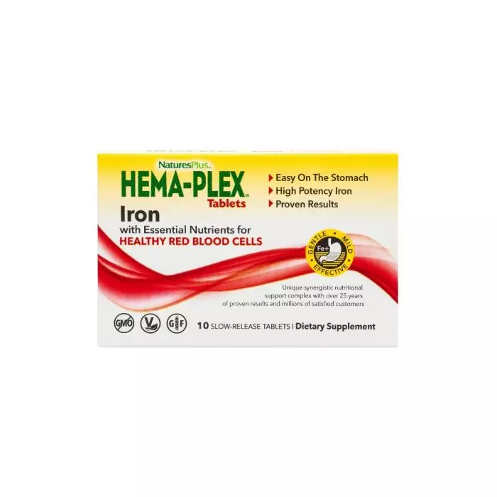 Комплекс для поддержания оптимального здоровья крови Natures Plus Hema-Plex длительного высвобождения 10 вегетарианских таблеток (NTP99662)