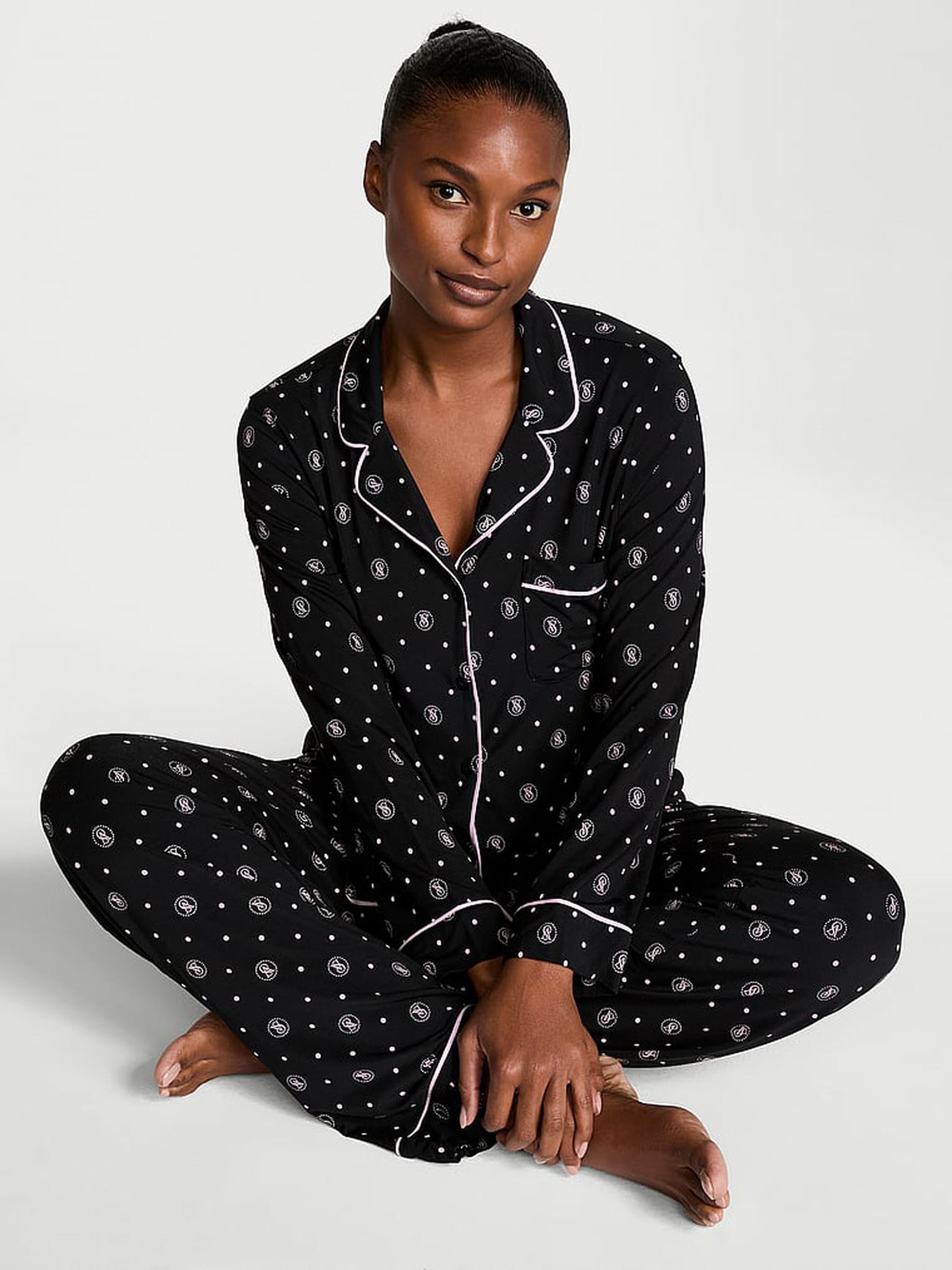 Пижама модал Victoria's Secret Modal Soft Long Pajama Set Regular XS Черный (27057973)