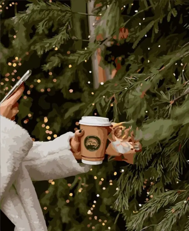 Картина по номерам Strateg Кофе у елки 40x50 см (SR-B-GS562)