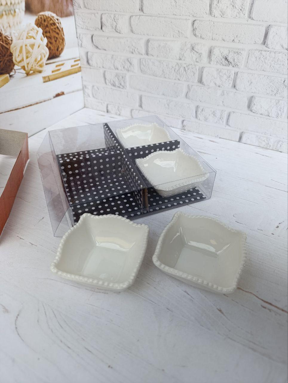 Набор соусниц Stenson фарфор 16х16х4 см 4 шт. Белый (R90554)