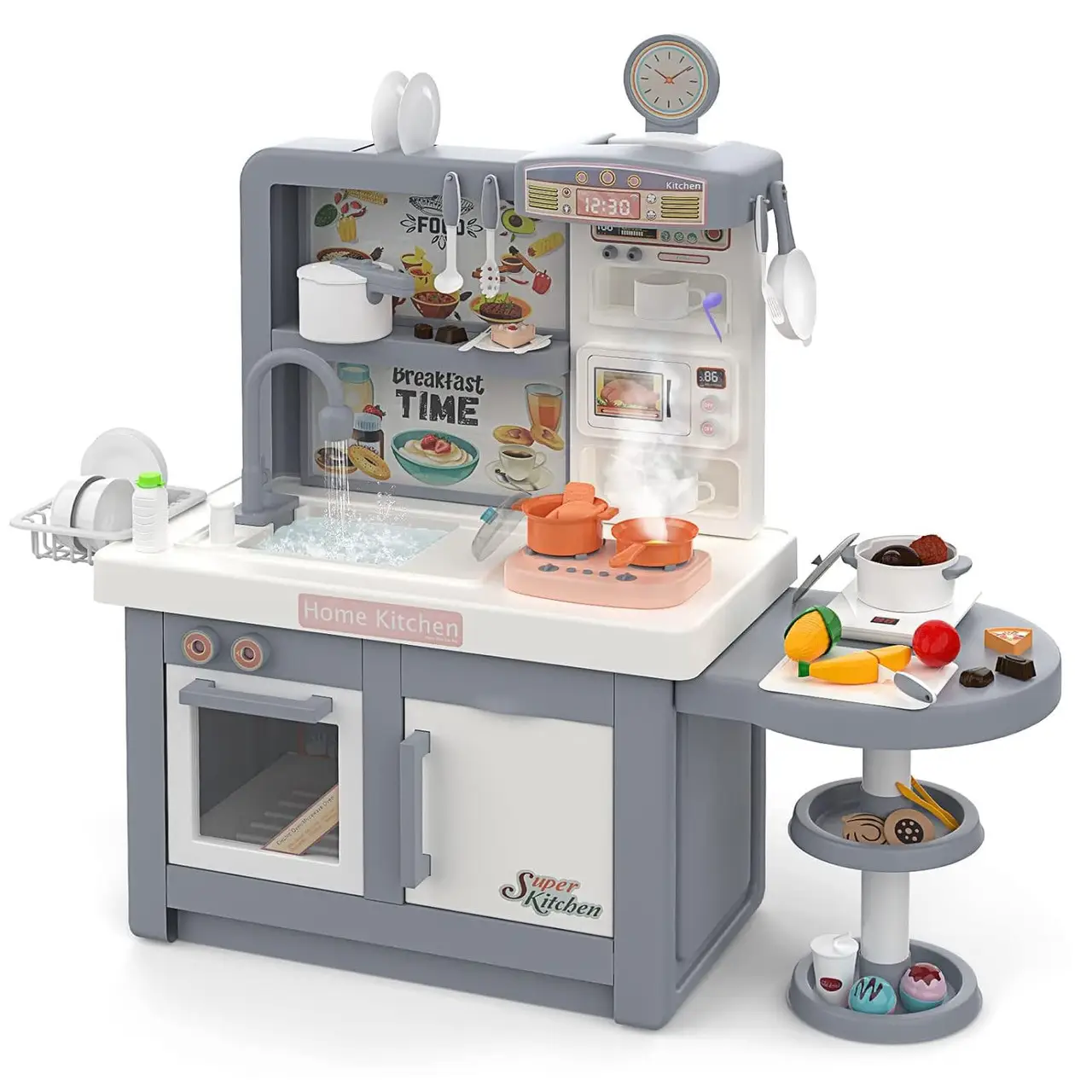 Набір ігровий Кухня 100 T-3 парогенератор/мийка з подачею води/посуд/прилади/продукти (154801)