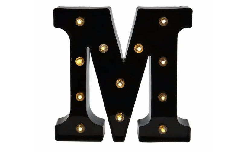 Літера з підсвіткою M об'ємна маленька 22x22 см Чорний (Ч1253) Літера з підсвіткою M об'ємна маленька 22x22 см Чорний (Ч1253)