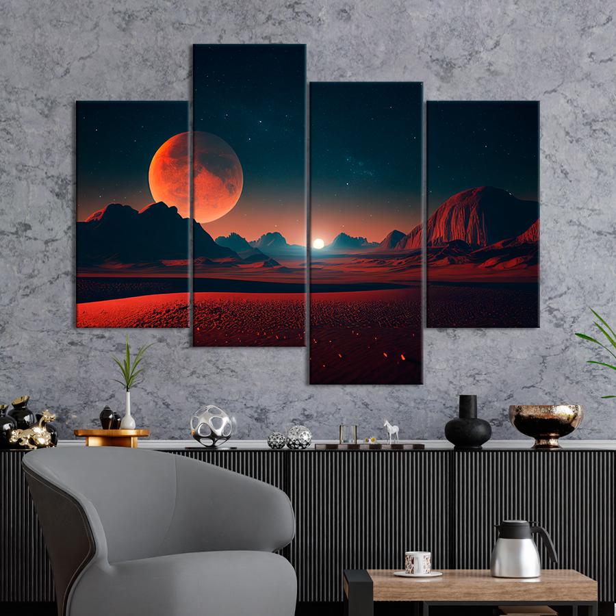 Картина космос Мистическая красная планета 129x90 см (A1293-4)