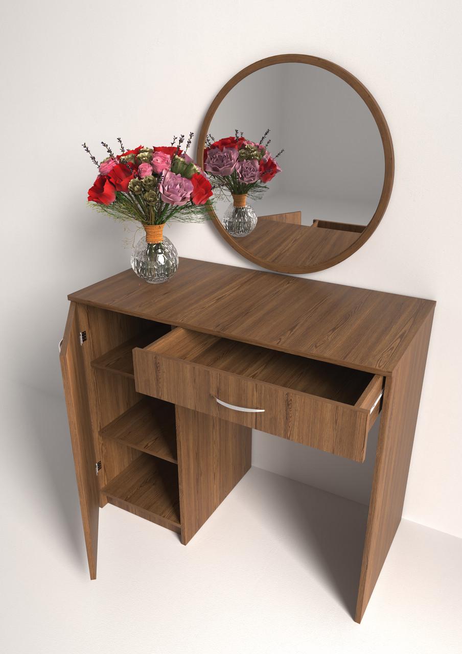 Туалетний столик New and Classic із круглим дзеркалом 750х900х450 мм Дуб родос (ТЗ-1 ручки-2) - фото 3 Туалетний столик New and Classic із круглим дзеркалом 750х900х450 мм Дуб родос (ТЗ-1 ручки-2) - фото 3