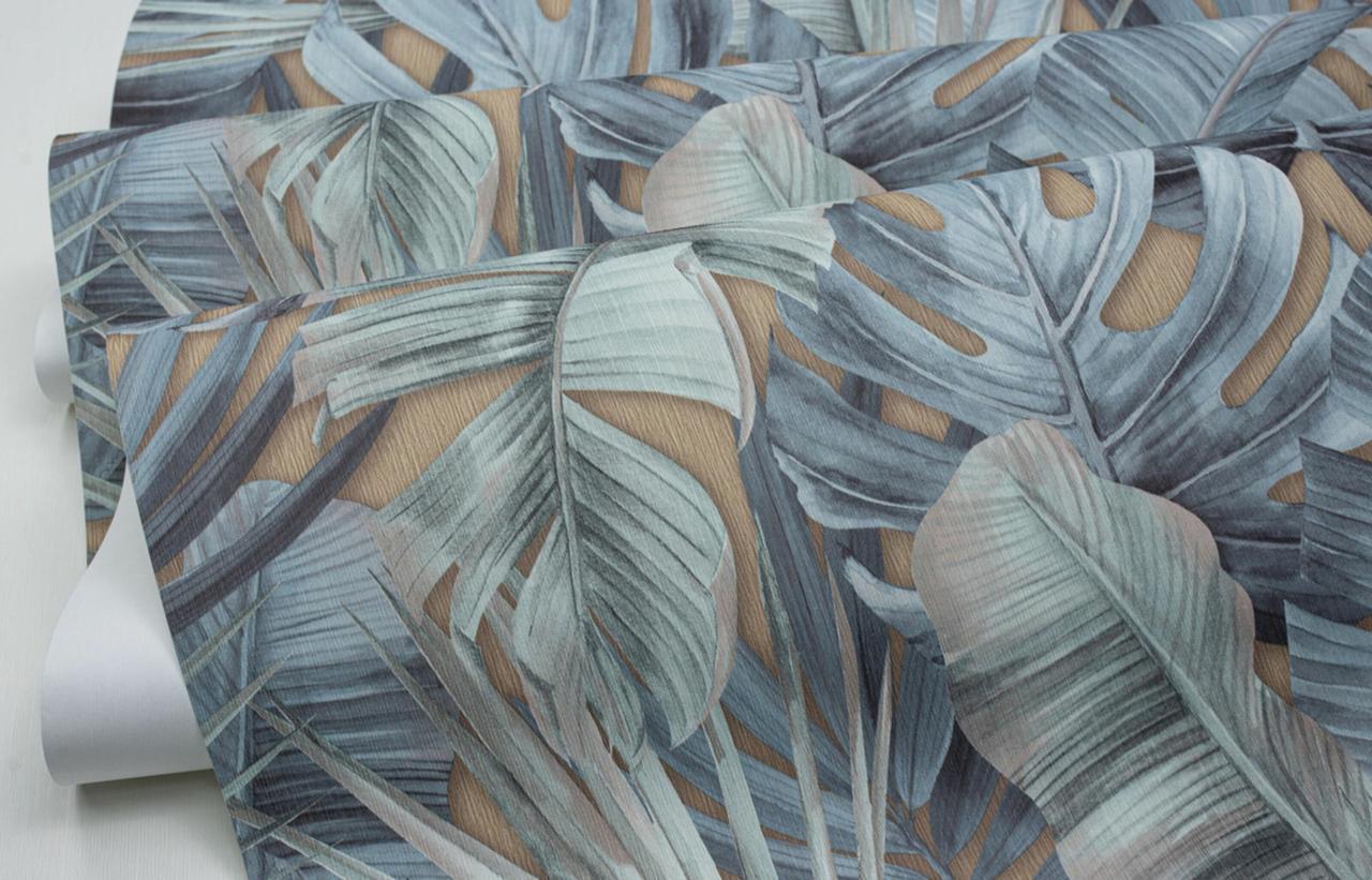 Обои флизелиновые SINTRA Botanica 524244 декор винил горячего тиснения 1,06х10,05 м Синий