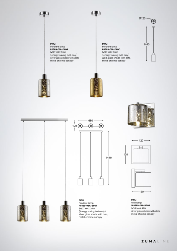 Бра Zuma Line Silver With Dots Pioli (W0369-01A-B5GR) - фото 3