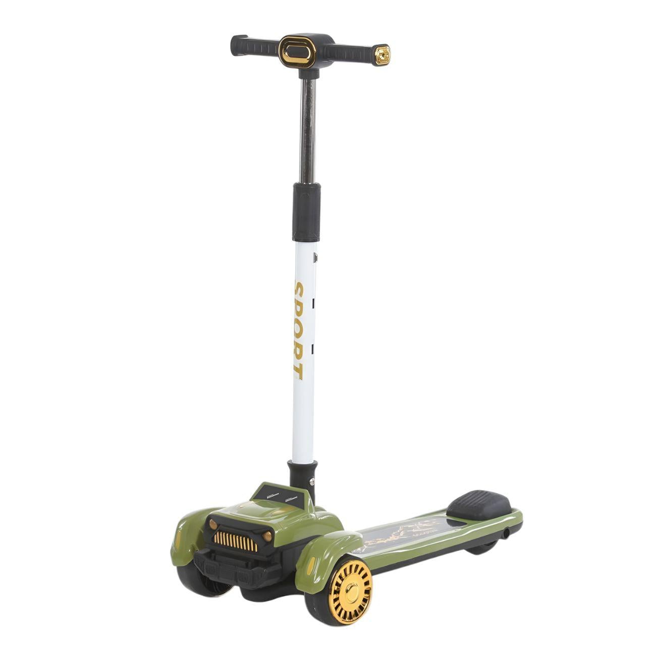 Самокат JR3-146 трехколесный/подсветка металл/пластик 28x13 см Зеленый (25999310)