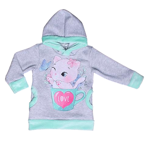 Худи детский на девочку Котенок 104 см Серый