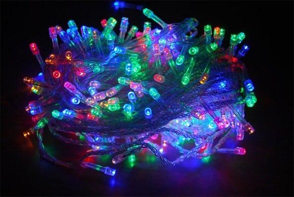 Электрогирлянда внутренняя разноцветная встроенный светодиод (LED) 100 ламп 6.5 м с контроллером прозрачный провод