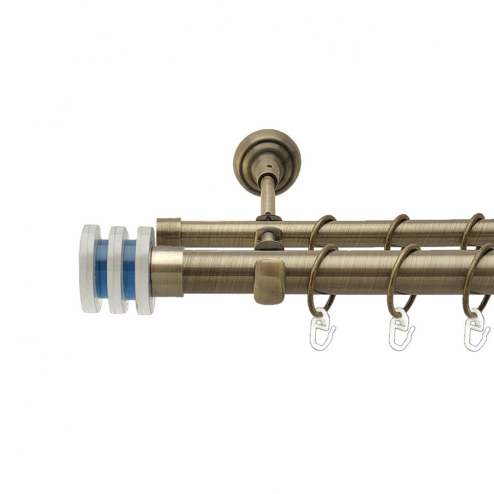 Карниз Orvit Акварія металевий дворядний відкритий гладка труба кільце металеве 25/19 мм 160 см Антик (4198996)