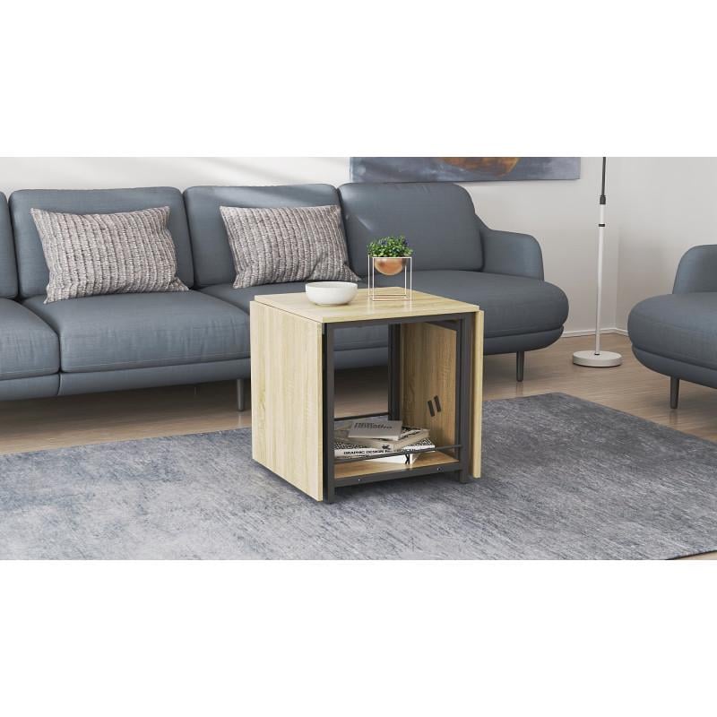 Стіл журнальний трансформер Ferrum-decor Kub Kombo Чорний метал ДСП Дуб Сонома (FRD-105153) - фото 5