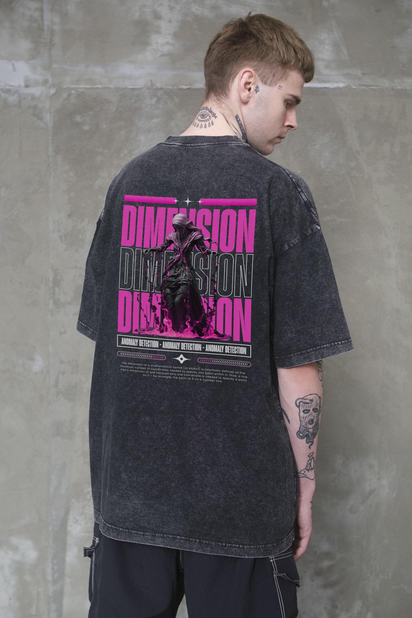 Футболка вываренная Without Washed Оверсайз с принтом Dimension S/M Black (S/M 8056136 8056137)