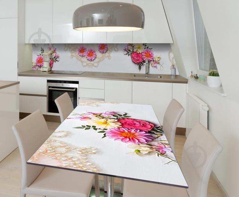 Наклейка 3Д виниловая на стол Zatarga «Нежное ожерелье» 650х1200 мм для домов, квартир, столов, кофейн, кафе Наклейка 3Д виниловая на стол Zatarga «Нежное ожерелье» 650х1200 мм для домов, квартир, столов, кофейн, кафе