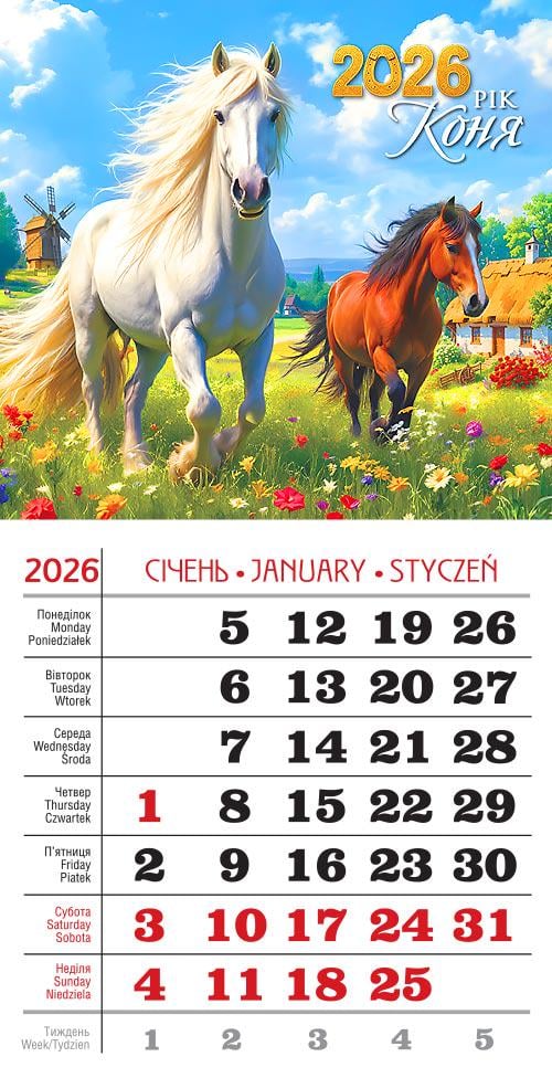 Календар на 2026 р. Магніт Рік Коня