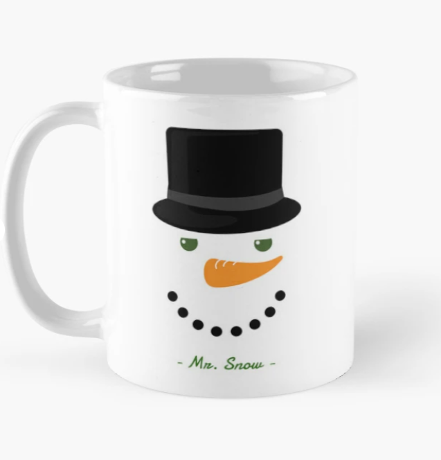 Чашка керамическая с принтом Mr Snow Мистер Снеговик 330 мл Белый