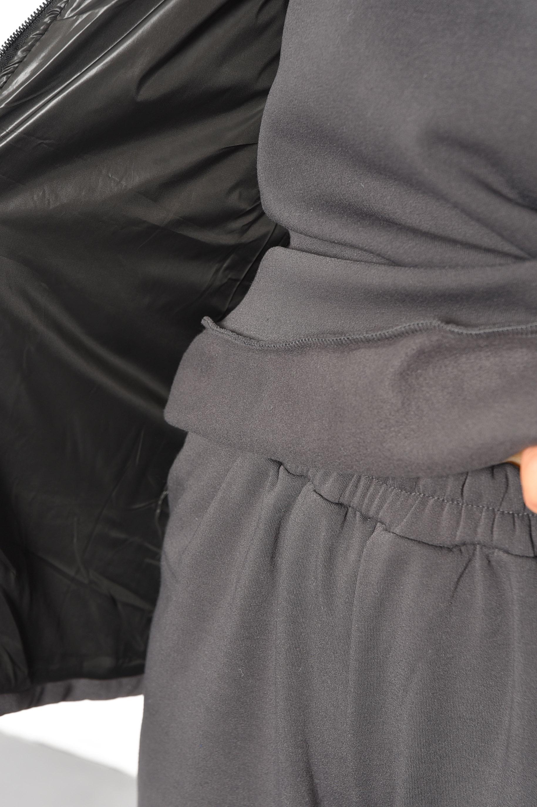 Спортивний костюм жіночий напівбатальний трійка на флісі 2XL Сірий (189163) - фото 4