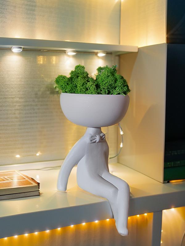 Кашпо-вазон KeramaTato Франт порошковое покрытие с мхом 27х15 см 0,7 л Белый (ФБ27-15) - фото 5 Кашпо-вазон KeramaTato Франт порошковое покрытие с мхом 27х15 см 0,7 л Белый (ФБ27-15) - фото 5