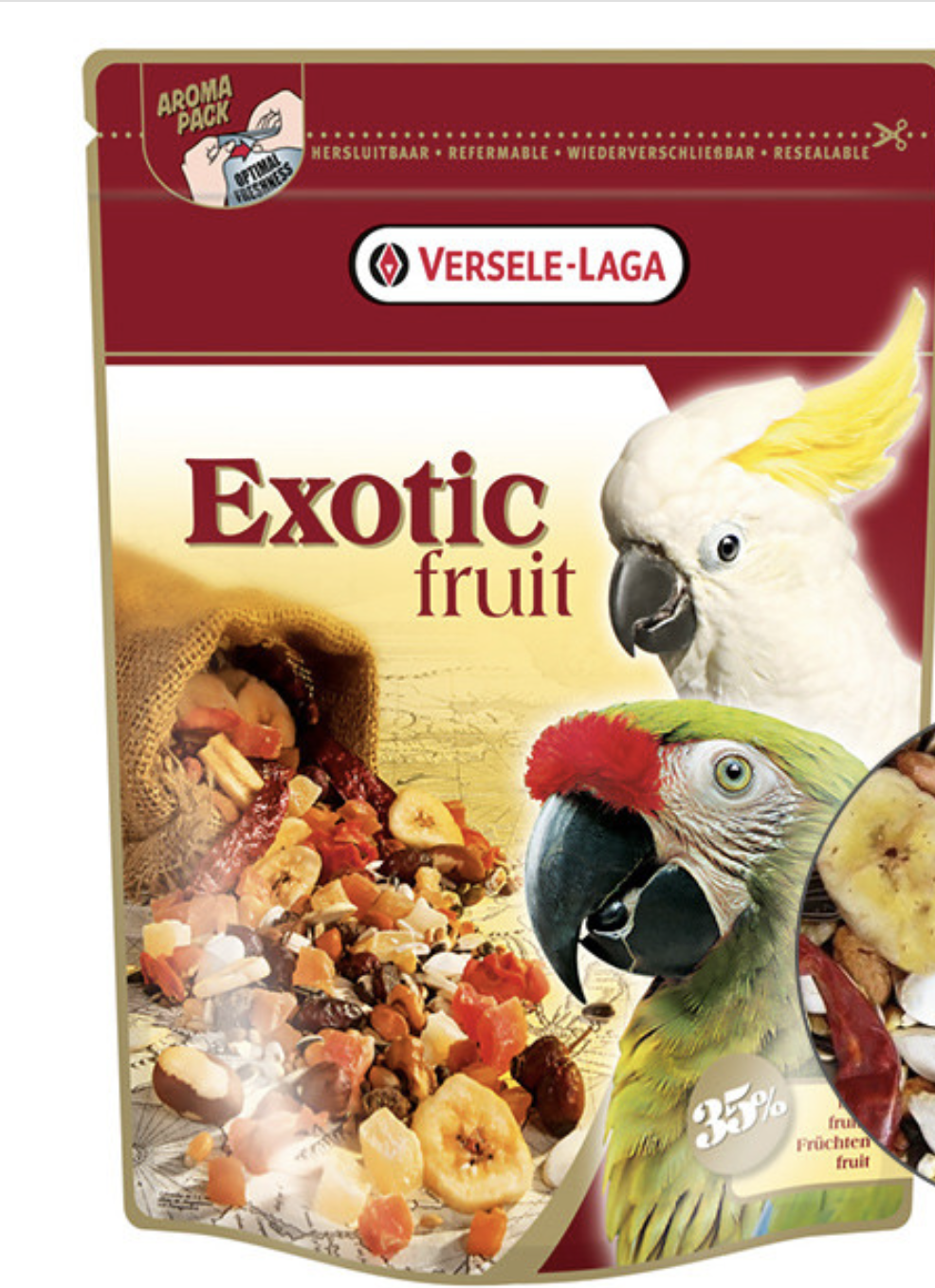 Корм для крупных попугаев Versele-Laga Prestige Premium Parrots Exotic Fruit Mix с тропическими фруктами 600 г (217818) - фото 1