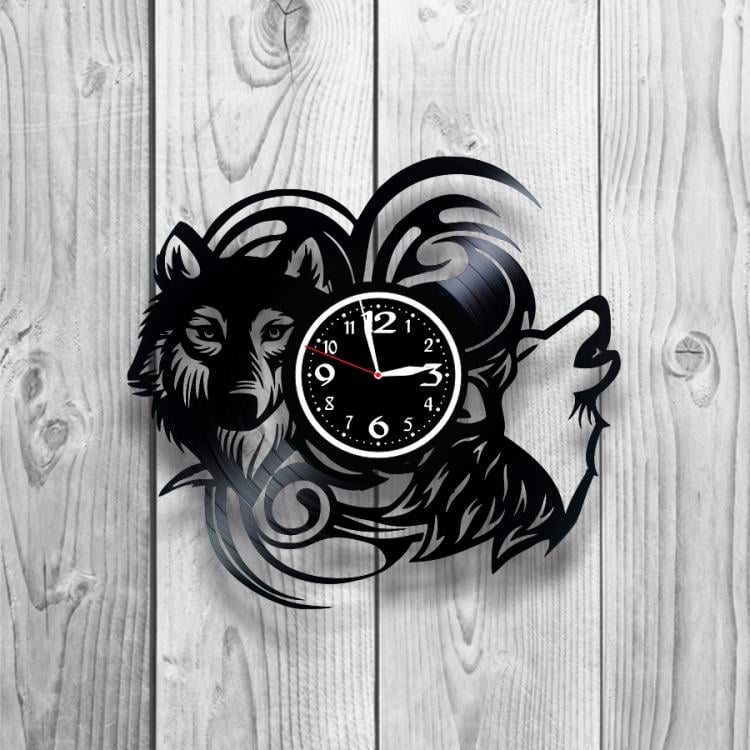 Часы настенные Волк 0026 из виниловой пластинки