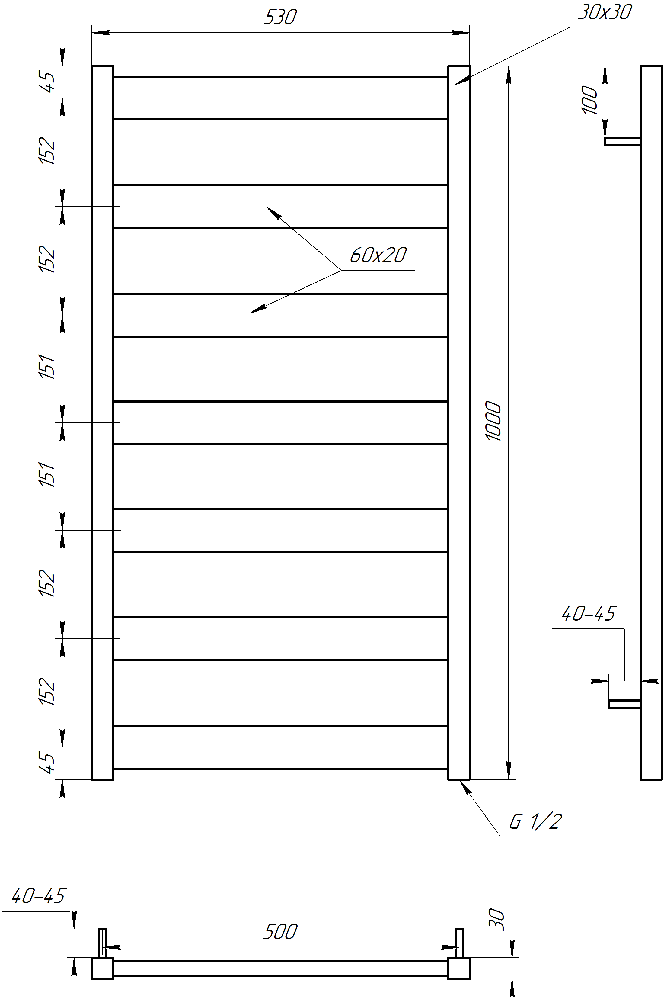 Рушникосушарка водяна Genesis Aqua Bull 100x53 см Білий (2443-1) - фото 4