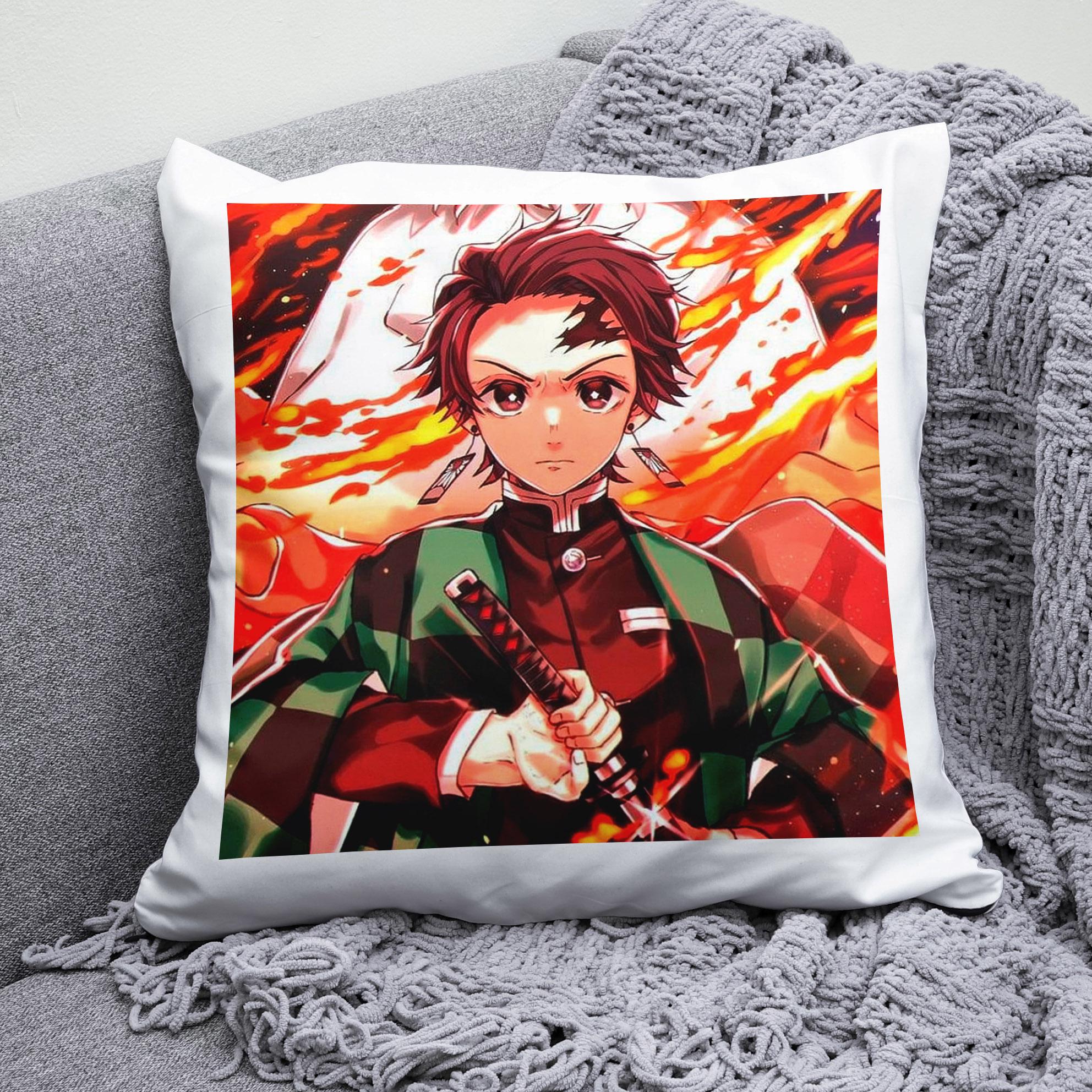 Плюшева подушка квадрат з принтом Demon Slayer Танджиро