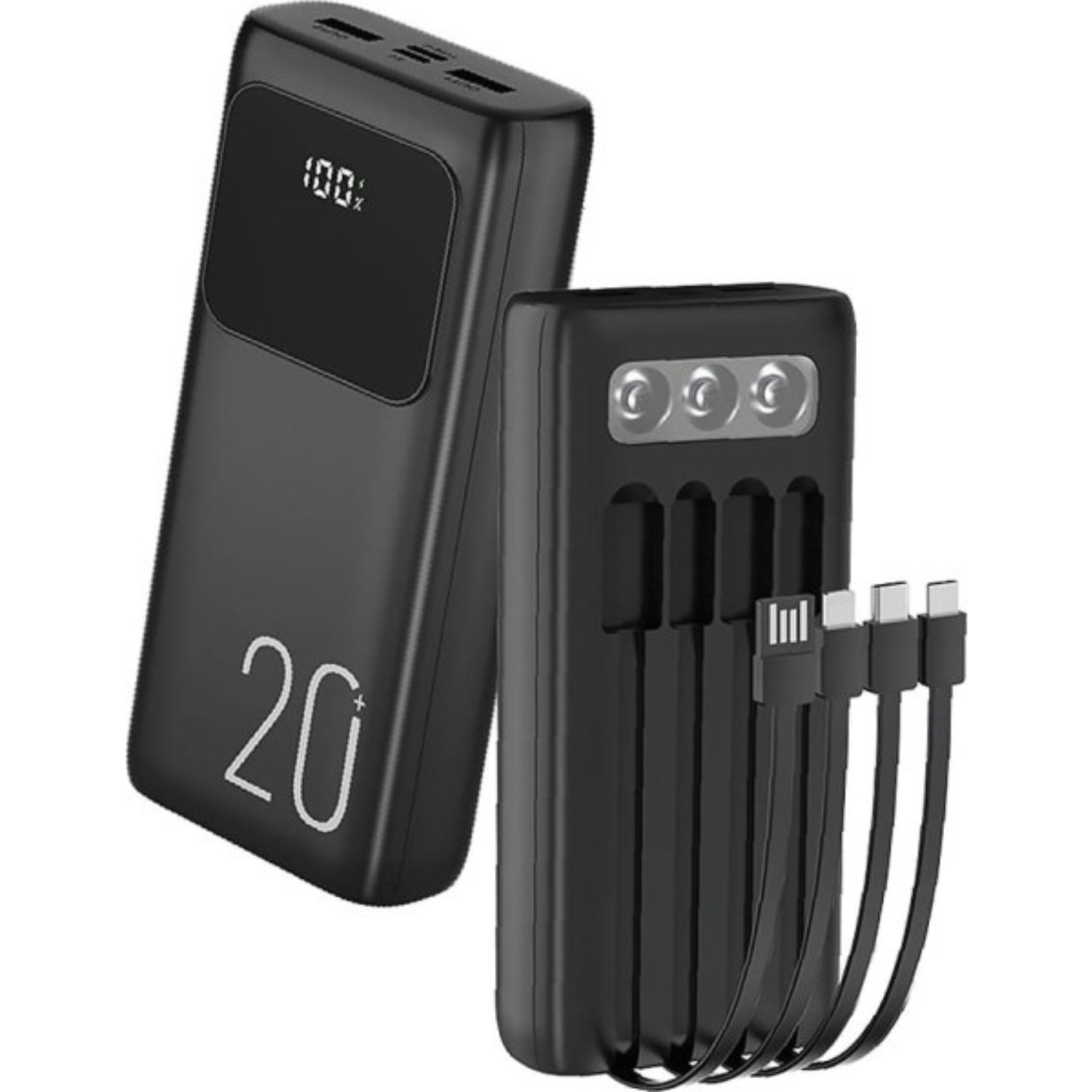 Повербанк Wuw TUGII Y21 Li-pol 20000 mAh 10,5W з вбудованими кабелями Black (33726586)