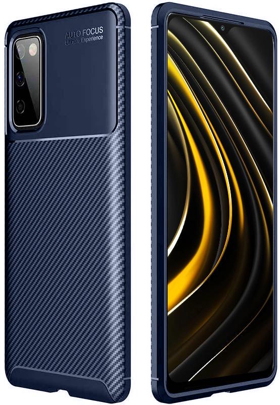 Чохол накладка Autofocus Carbon для Xiaomi Poco M3 Blue (20067-28)