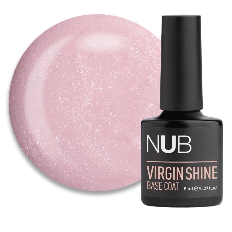 База камуфлююча каучукова для гель-лаку NUB Virgin Shine Base Coat 8 мл 03 Pink Світло-рожевий з шиммером (90043205)
