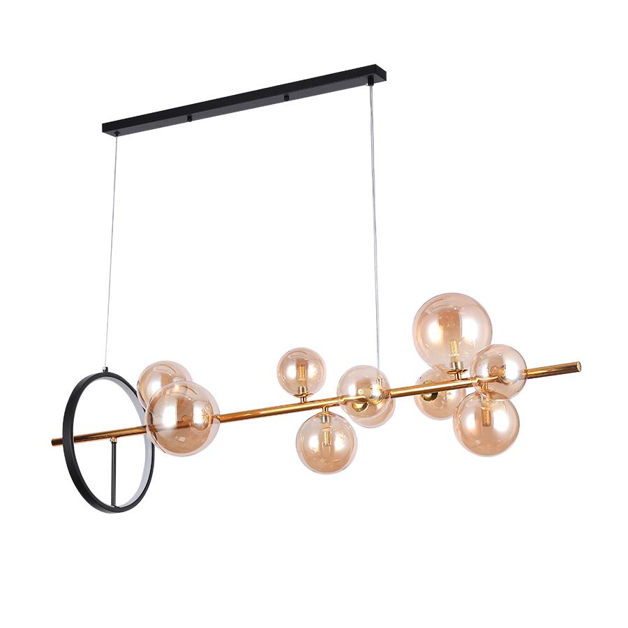 Люстра молекула підвісна Levistella 918LP267-10 DDG/BR плафони коричневі Чорний/Золотий