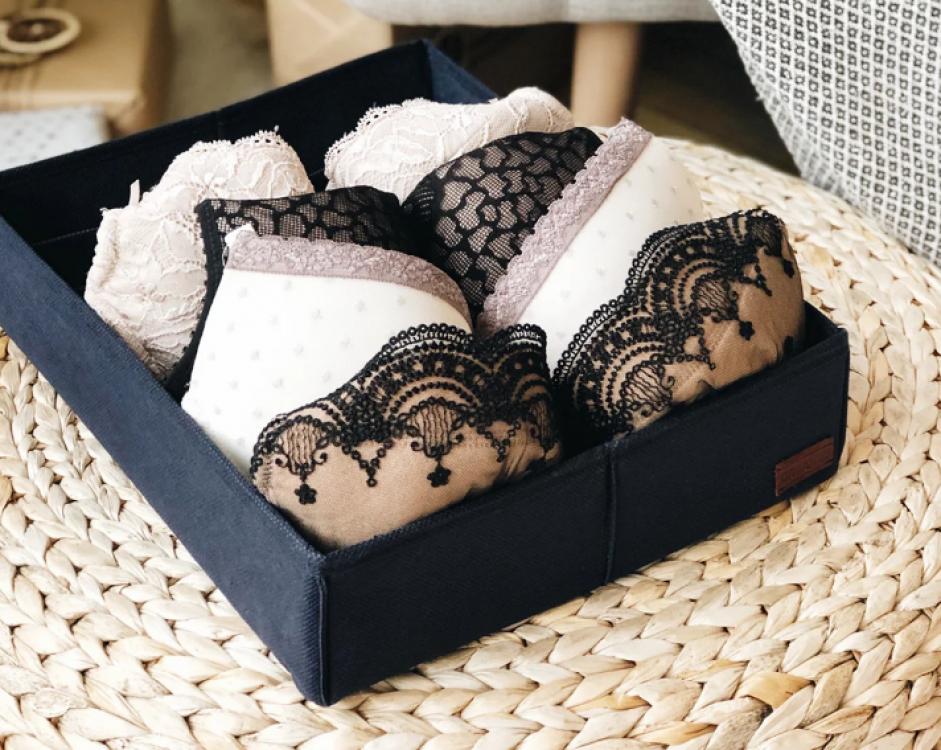 Коробка органайзер для бюстгальтеров 28х35х8 см Джинс Blue (122234) - фото 2