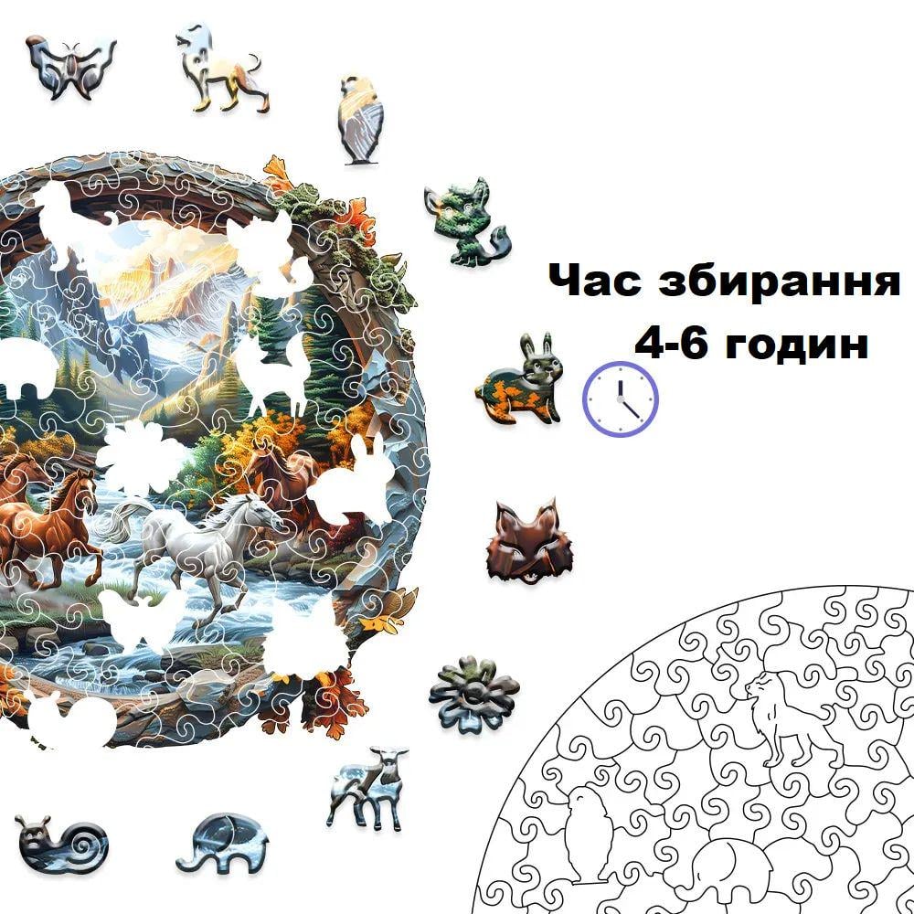 Пазлы деревянные лошади на природе А3 (638) - фото 3