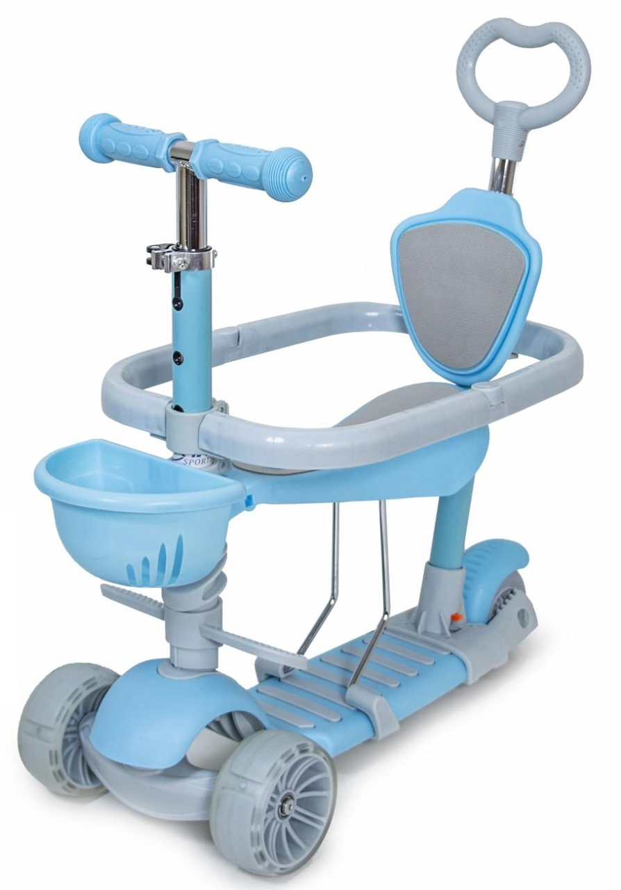 Самокат дитячий Smart 5 в 1 із захисним бортиком Pastel Blue