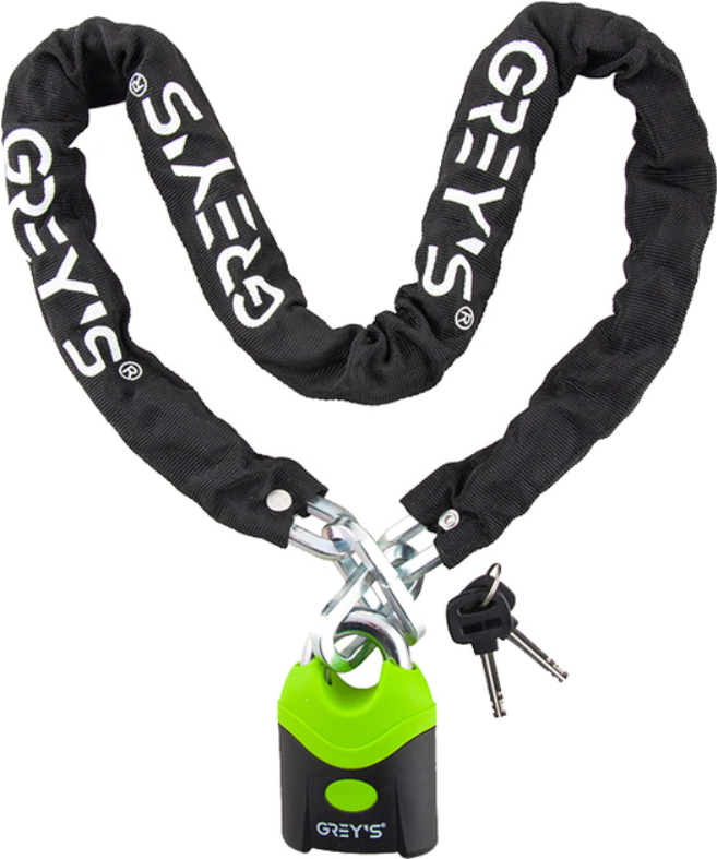 Замок велосипедный GREY'S GR40810 цепной 2 ключа 8x1000 мм (GR40810) Замок велосипедный GREY'S GR40810 цепной 2 ключа 8x1000 мм (GR40810)
