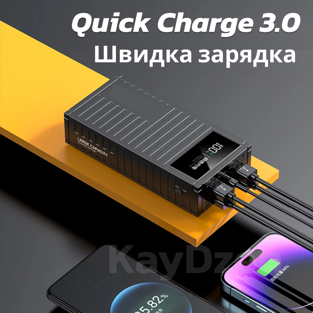 Повербанк Andowl Q-CD6500 68000 mAh швидка зарядка QC3.0 PD30W Чорний (5f1248b7) - фото 8