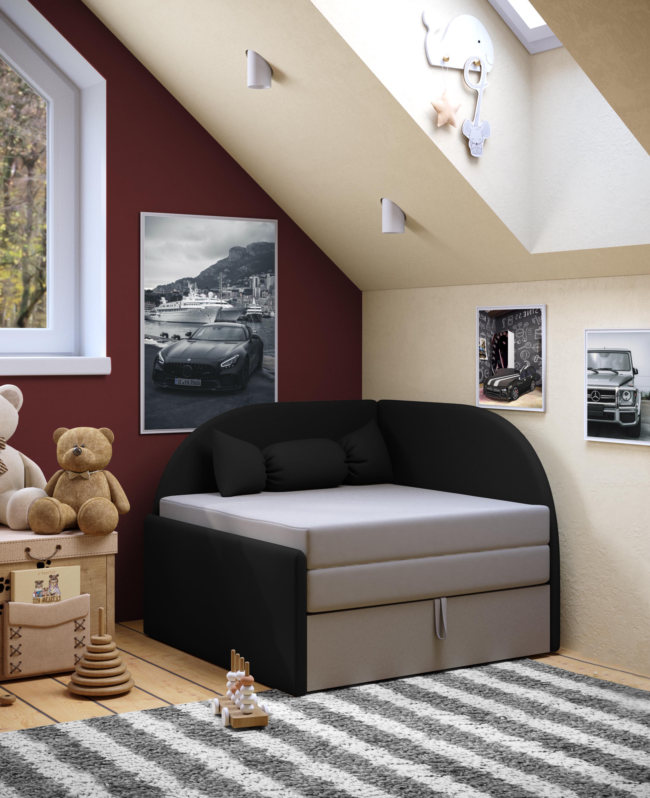 Диван-міні розкладний Viorina-Deko Etna Малютка 01 ЛДСП/тканина Чорний - фото 3 Диван-міні розкладний Viorina-Deko Etna Малютка 01 ЛДСП/тканина Чорний - фото 3