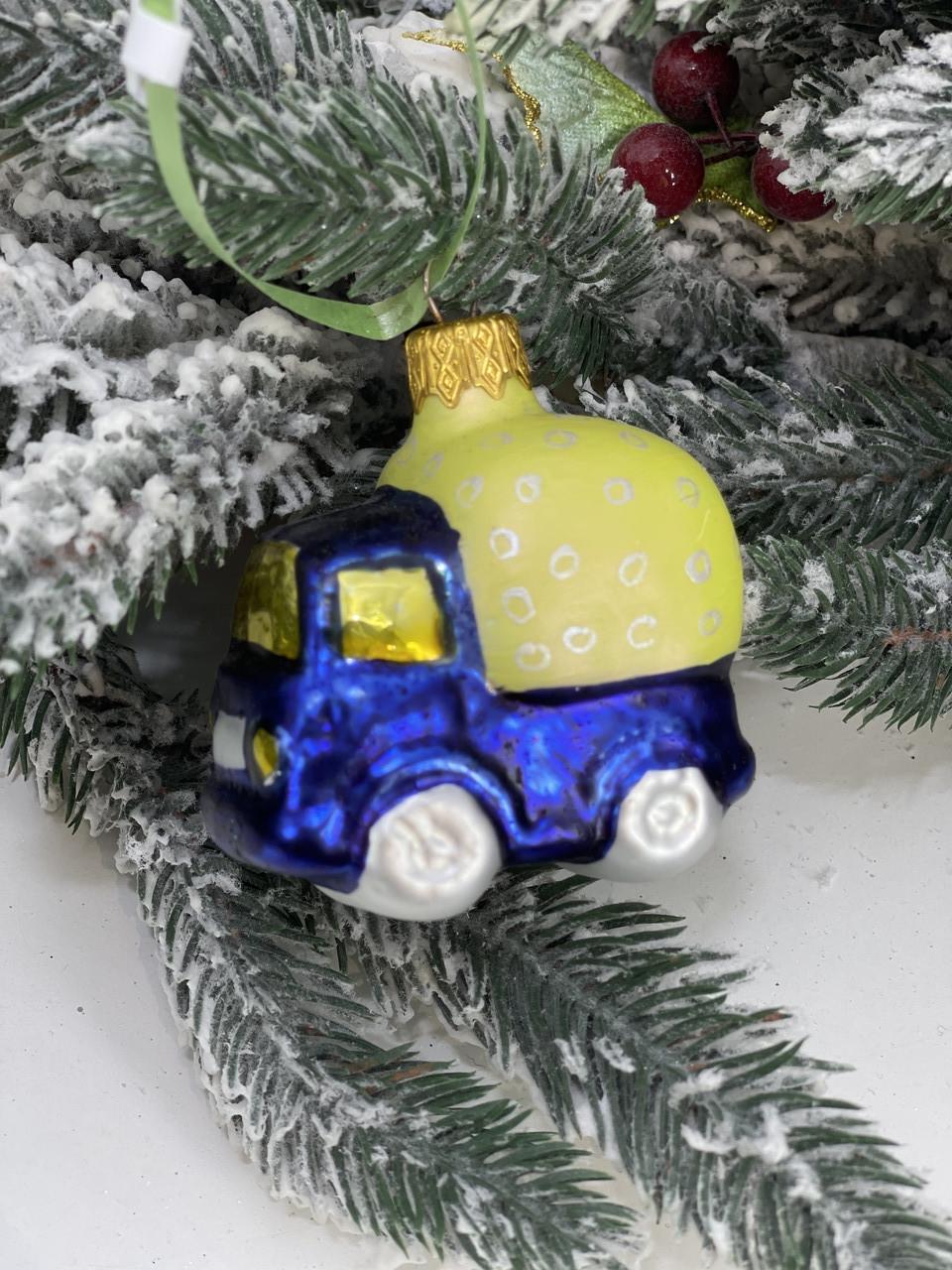 Украшение елочное стеклянное Грузовичок